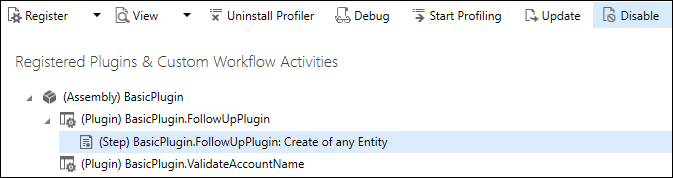 Disable a step using the Plug-in Registration tool.