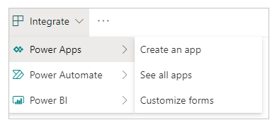 Olaylar listesini açın ve ardından Power Apps > Formları özelleştir'i seçin.