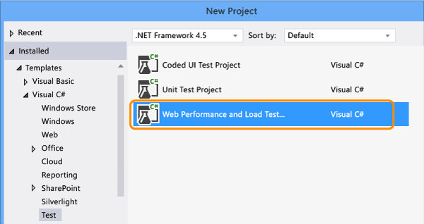 Create Web Performance and Load Test project