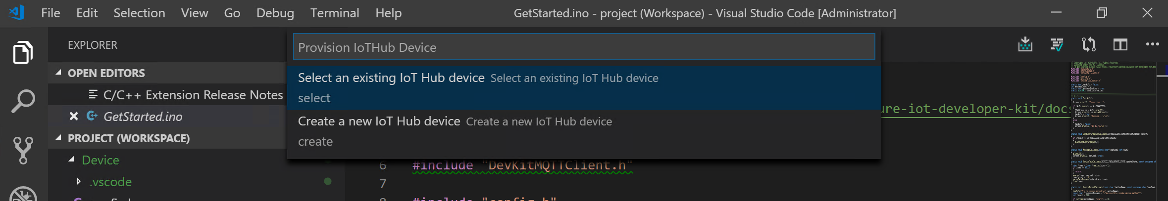 Select IoT Device steps