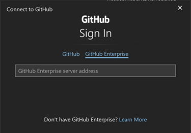 GitHub Enterprise ile oturum açma işlemini gösteren ekran görüntüsü.