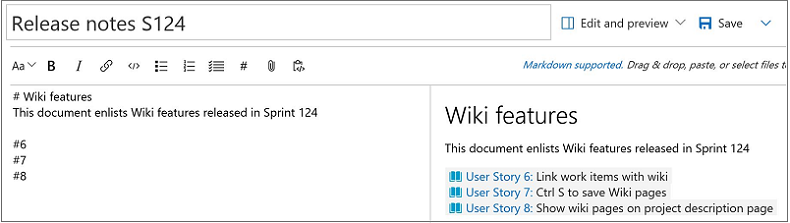 Wiki'de iş öğelerine başvurma