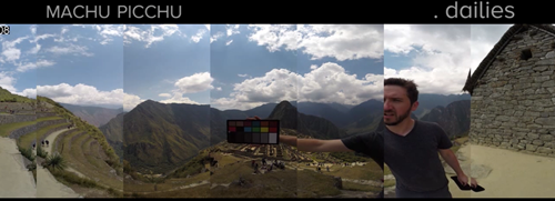 Renk düzeltme kartını gösteren kaba bir Machu Picchu kesimi.