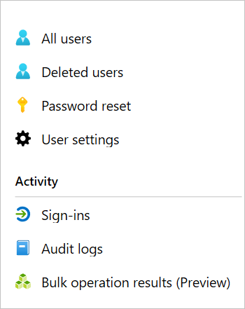 Screenshot shows the Activity section where you can select Sign-ins.