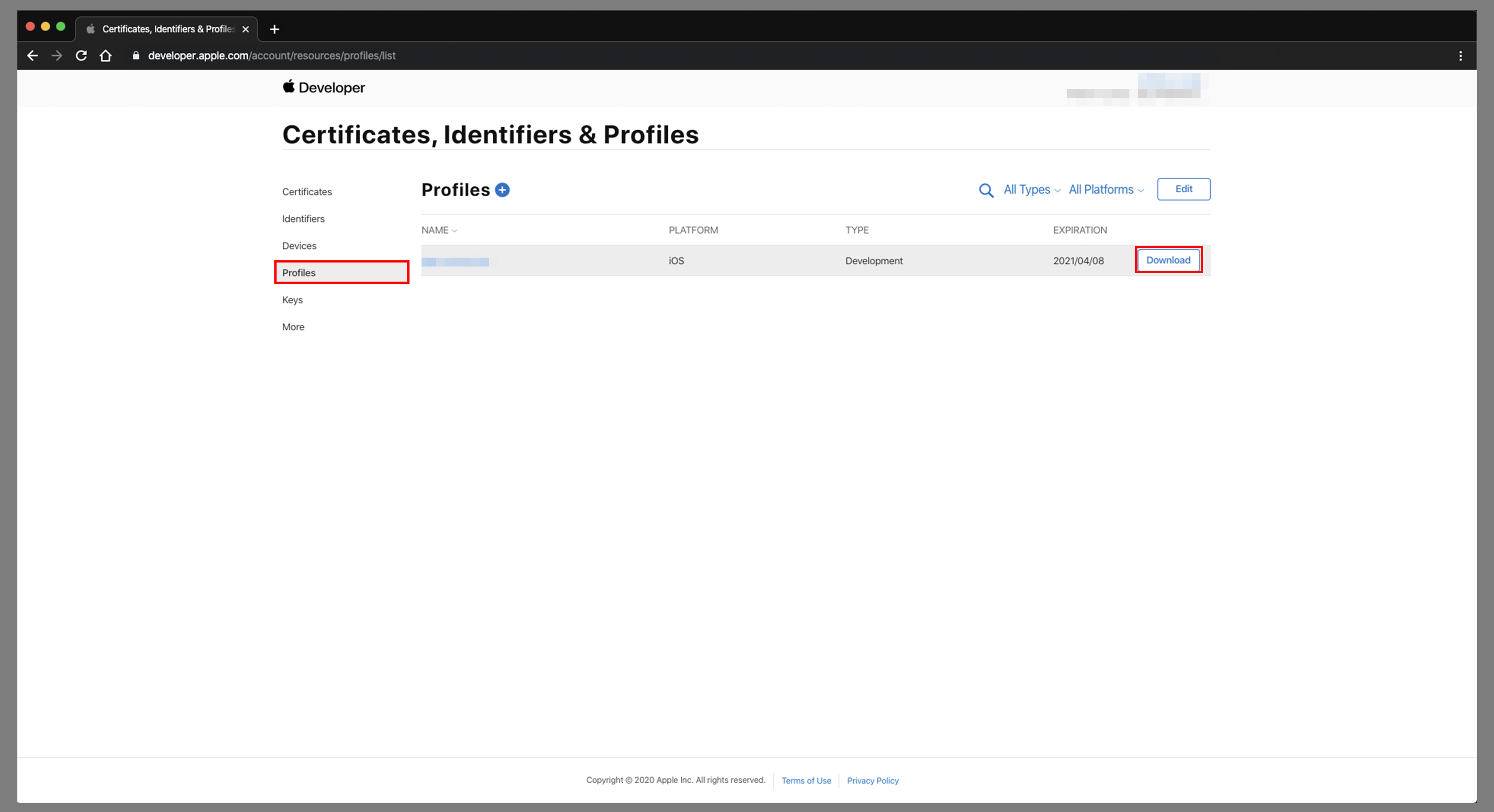 Download provisioning profile
