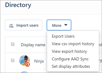 Screenshot of Directory More options window.