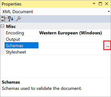 Schemas property for an XML file