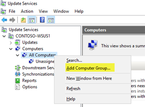 Add Computer Group in the WSUS Administration UI.
