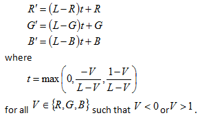 mathematical formula describing the corrections required for out of gamut instances.