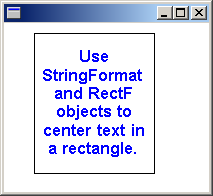 screen shot of a window containing a rectangle, which contains six lines of text, centered horizontally