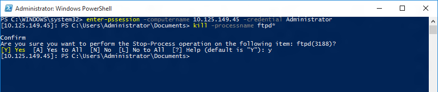 FTP PowerShell Stop