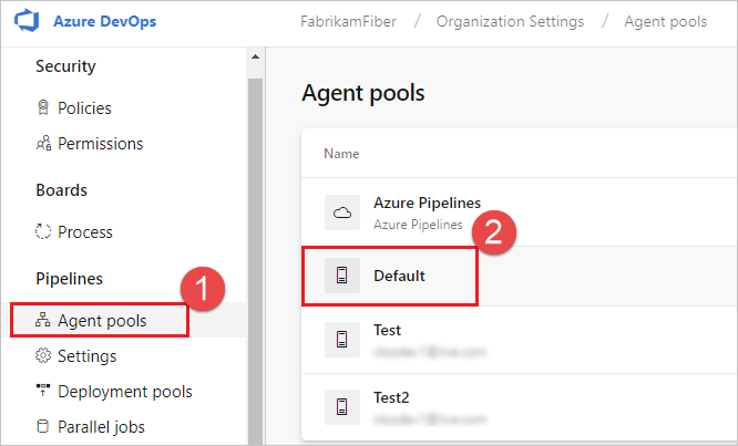 From Agent pools, select the desired agent pool.