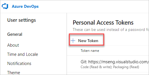 Select New Token to create