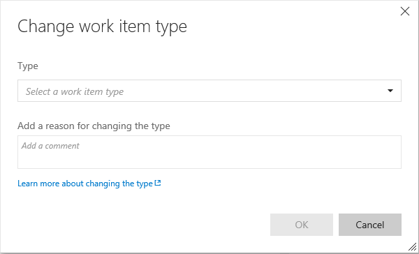 Change a work item type