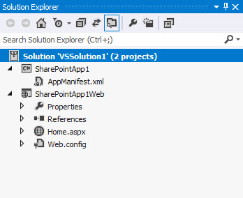 解决方案资源管理器中适用于 SharePoint 项目的应用程序