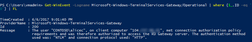 viewing the connection authorization policy using PowerShell