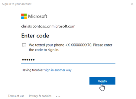 在 [登入您的帳戶] 視窗中輸入您的驗證碼。