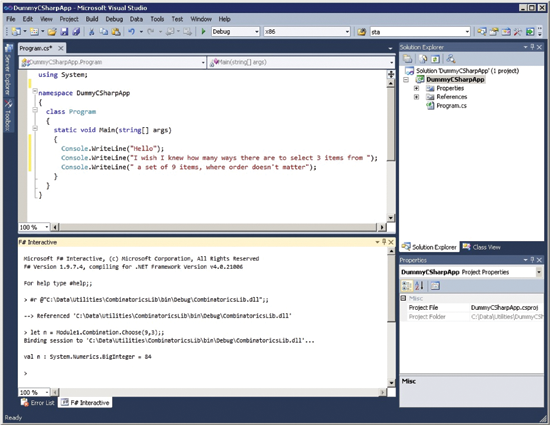 Figure 5 Interactive Use of an F# Library