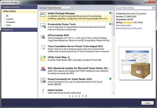 microsoft visual studio 2012 with nuget extension