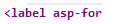 用户选择了"asp-for"，它现在以粗体紫色显示，因为该用户没有使用深色主题。