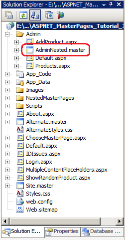 将嵌套母版页添加到 ~/管理员 文件夹。