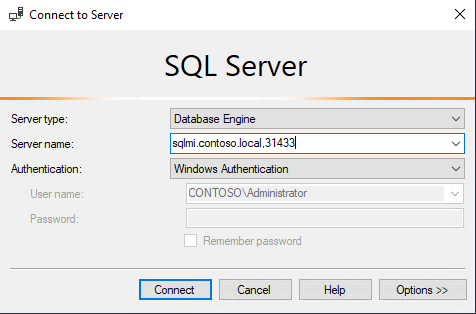 Connect with SSMS