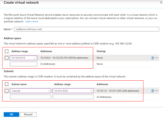 Create a new virtual network for the new VM