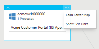 显示服务映射中服务器的“加载服务器映射”和“显示自链接”选项的屏幕截图。
