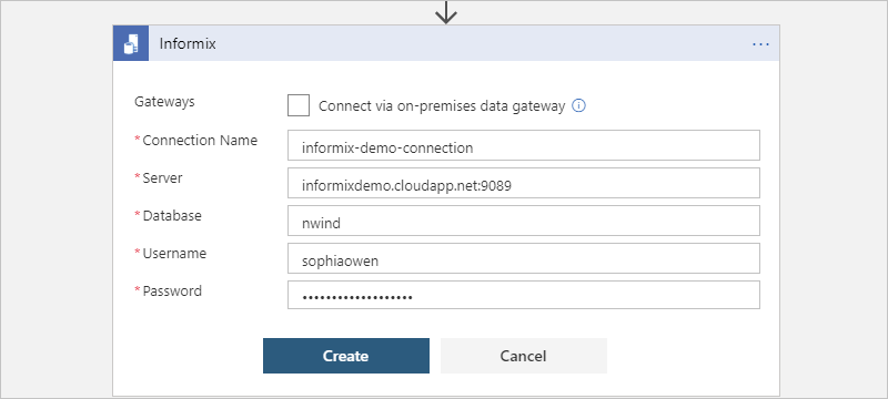 Cloud database connection information