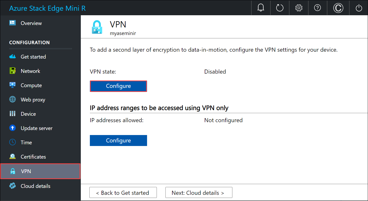 配置 VPN 本地 UI 1