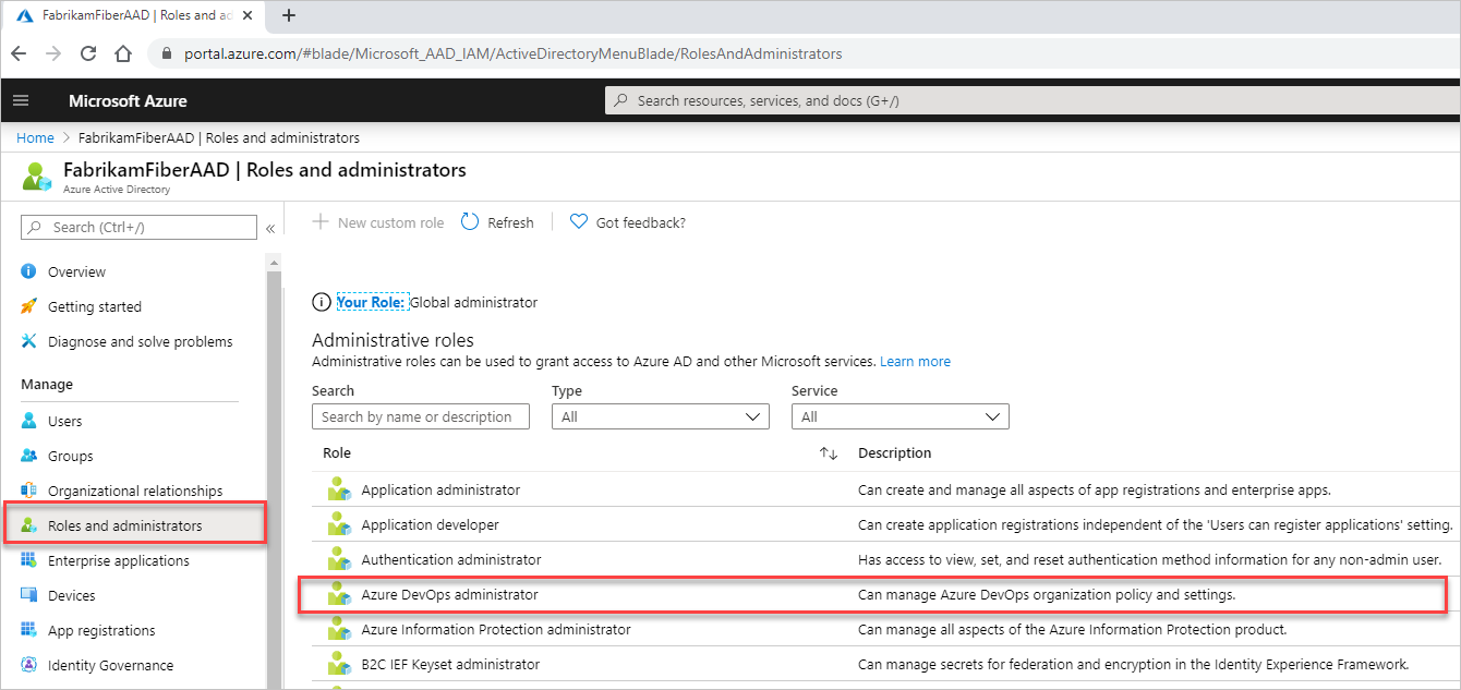 Check Azure AD roles and administrators