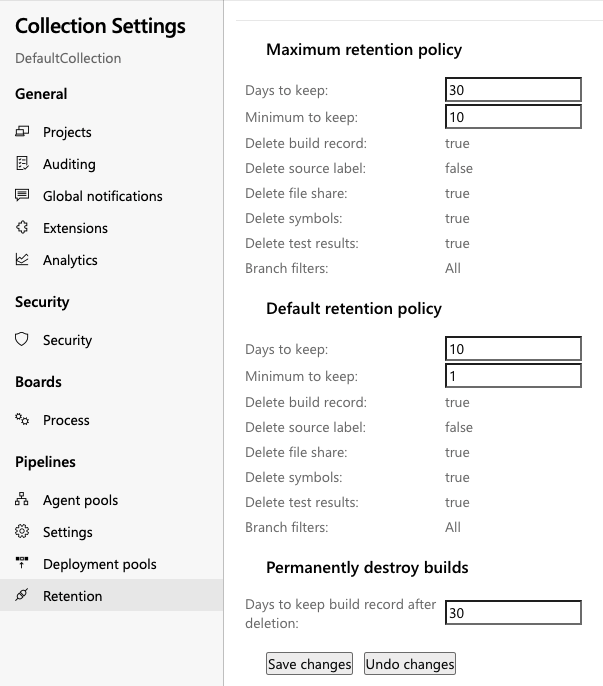 Configure server collection settings