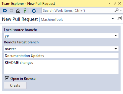 Create a Pull Request in Visual Studio