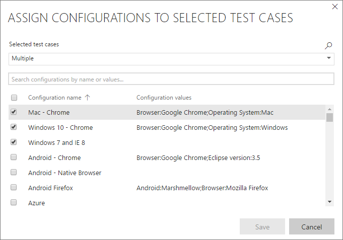 Setting the required configurations for a test case
