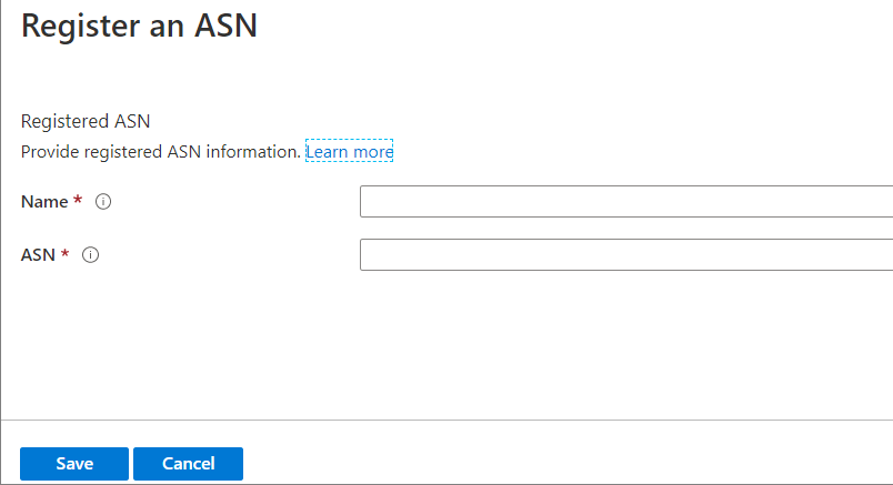 Screenshot shows how to register an ASN in the Azure portal.