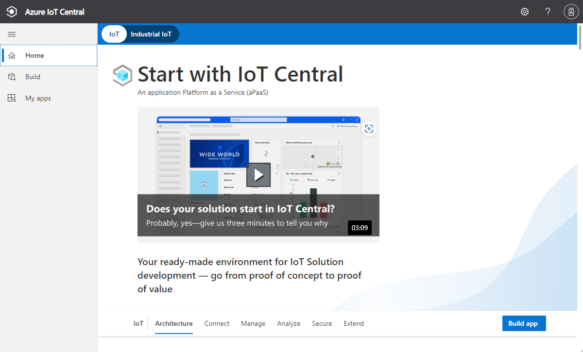 IoT Central“应用程序管理器”页的屏幕截图。