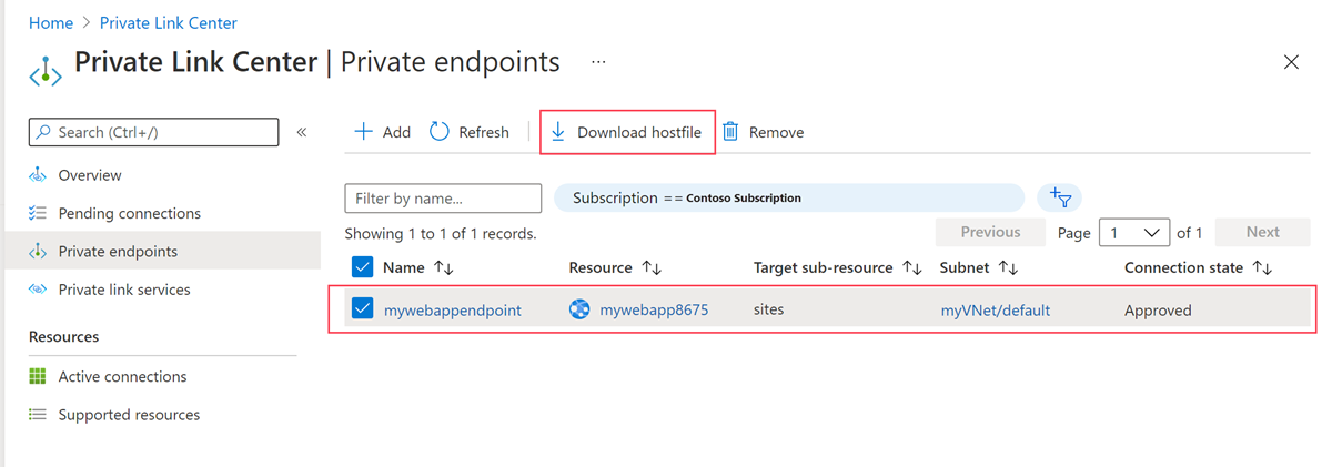 Download endpoint DNS records