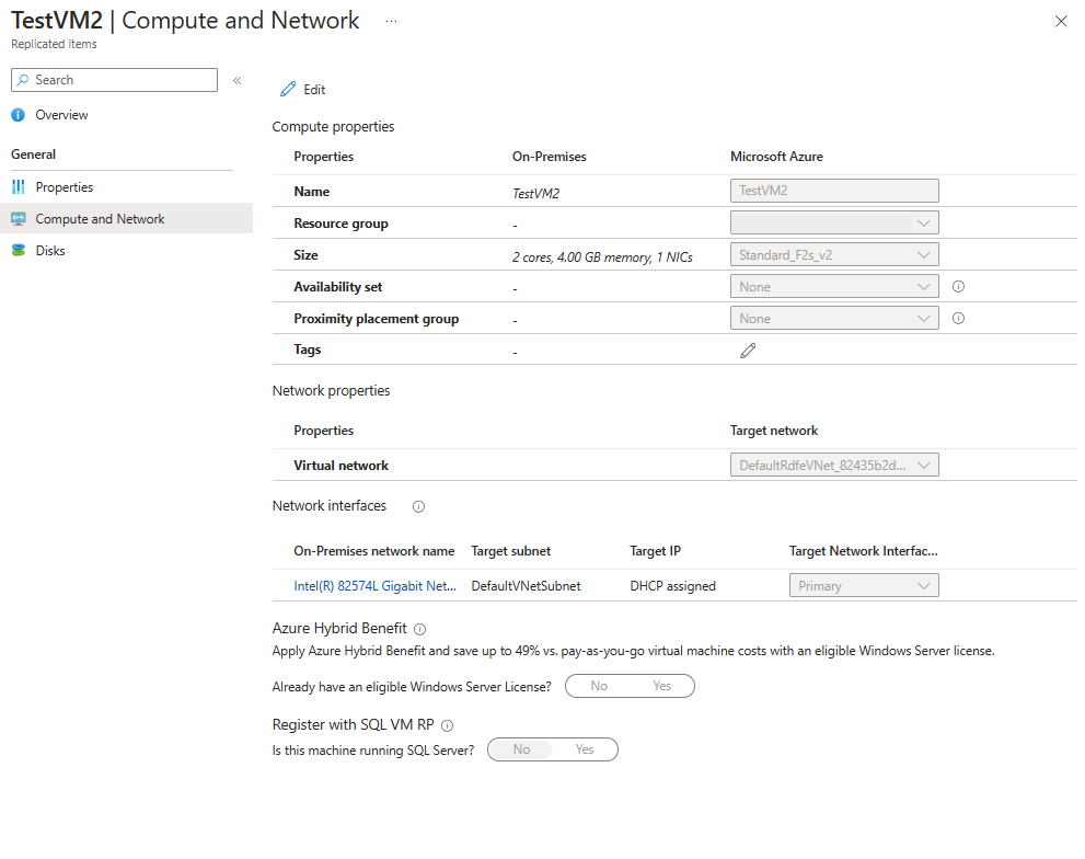 Screenshot of network settings.
