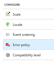 Azure Stream Analytics output error policy location