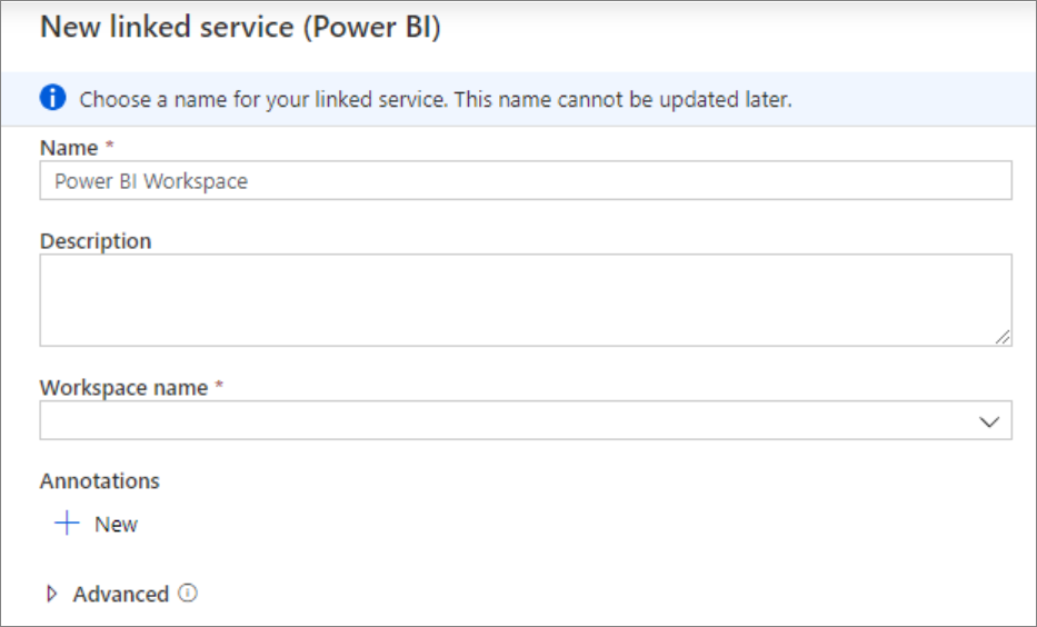 显示 Power BI 链接服务设置。