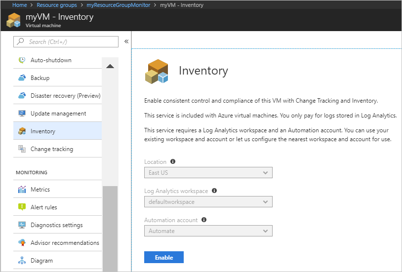 Enable Change and Inventory tracking