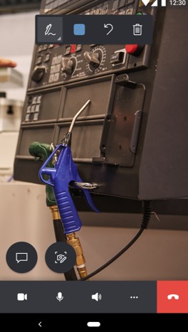 Screenshot of technician's mobile app screen the live video feed.