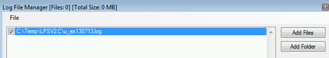 “SendMail”部分中“日志文件管理器”窗口的屏幕截图。