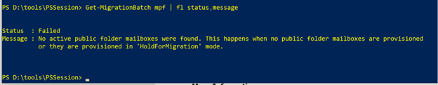 Complete-MigrationBatch-error-message 的屏幕截图。