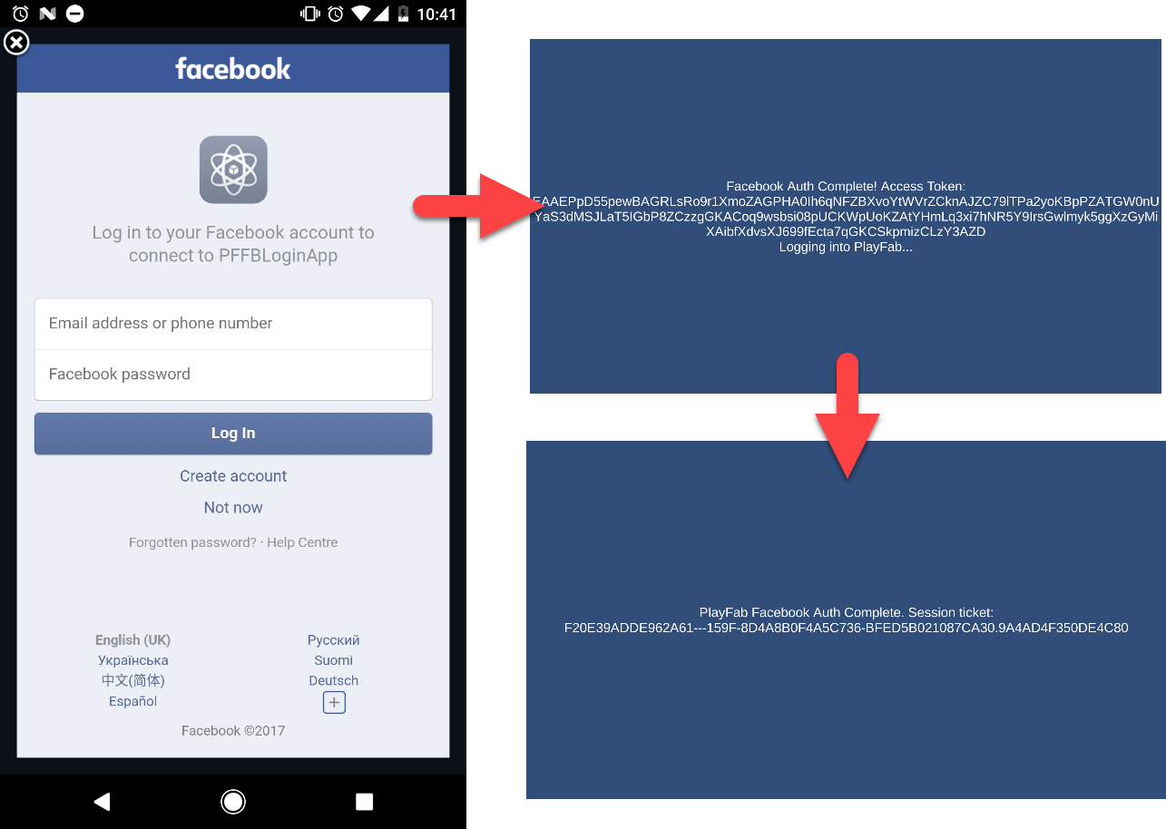 Android 上的 PlayFab Facebook 身份验证