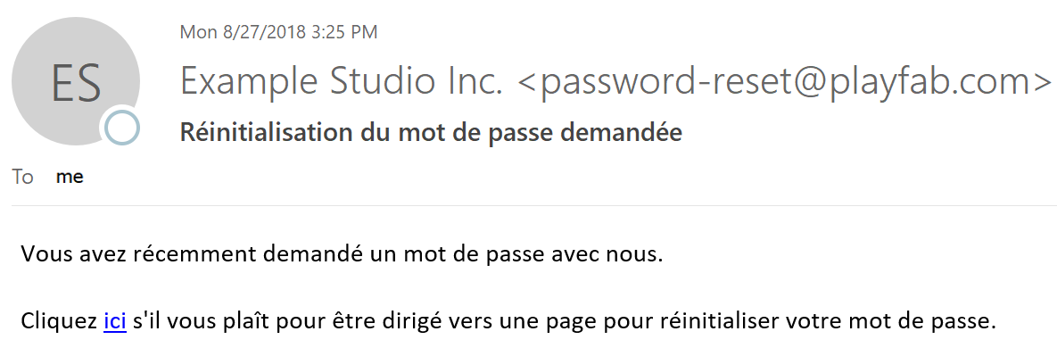 电子邮件 - 密码重置 - 法语