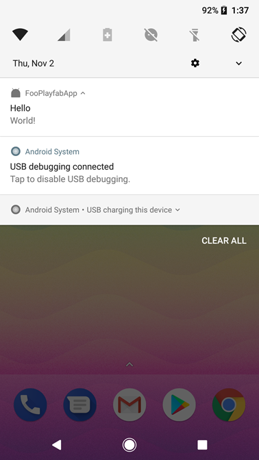 Android 应用程序 - 接收 PlayFab 推送通知