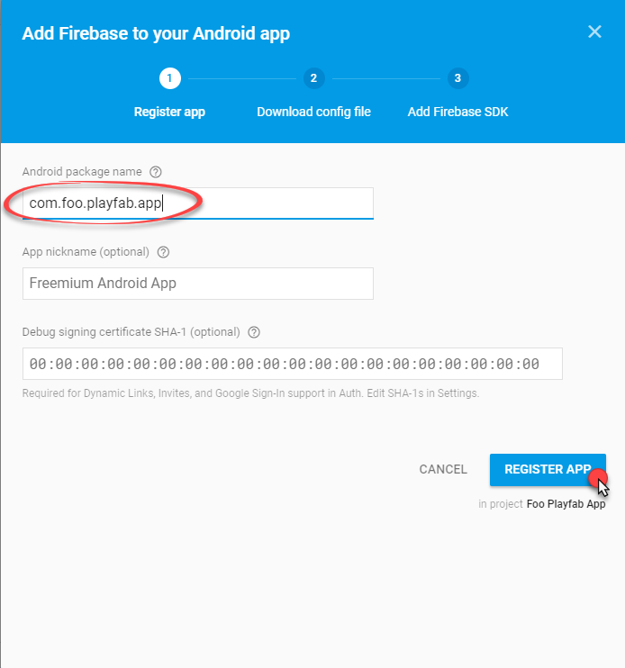 Firebase - 注册 Android 应用程序