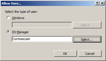 Screenshot of the Allow User dialog box, showing the O K option.