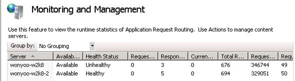 Screenshot of the Monitoring and Management feature page. The runtime statistics are shown.